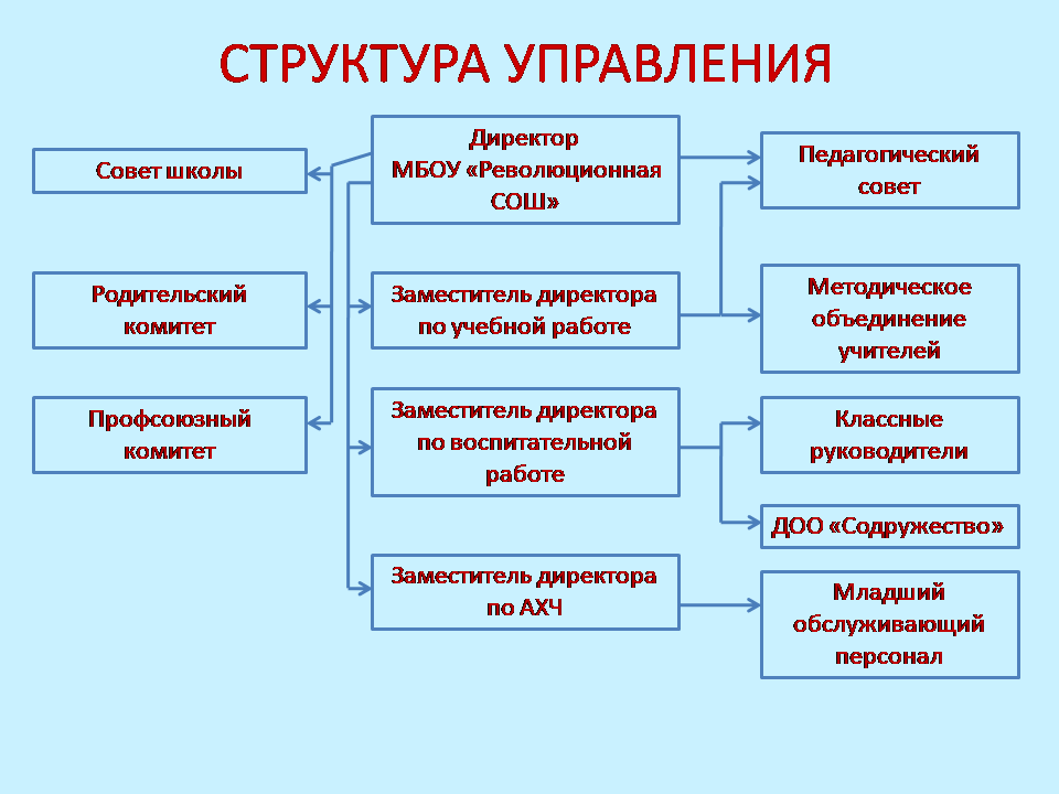 Структура и органы управления МБОУ «Революционная средняя общеобразовательная школа».